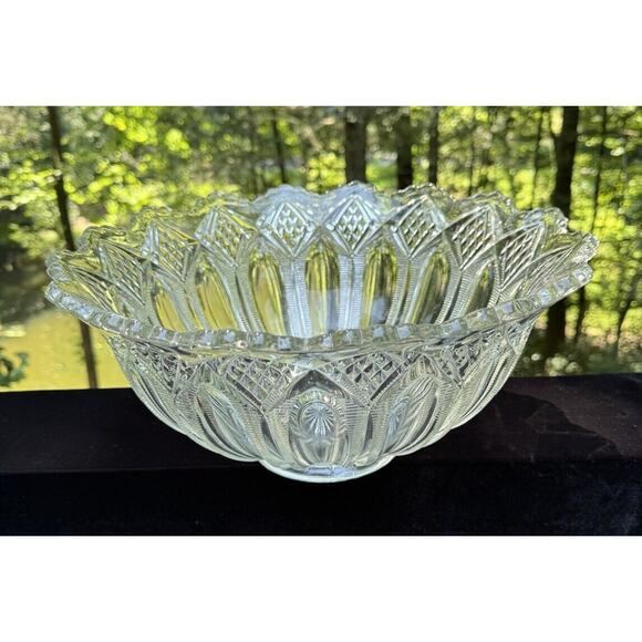 Gorgeous Antique DUNCAN & MILLER GLASS CO. No. 52 Punch Bowl & 11 Cups 1896-1910 - Picture 11 of 12